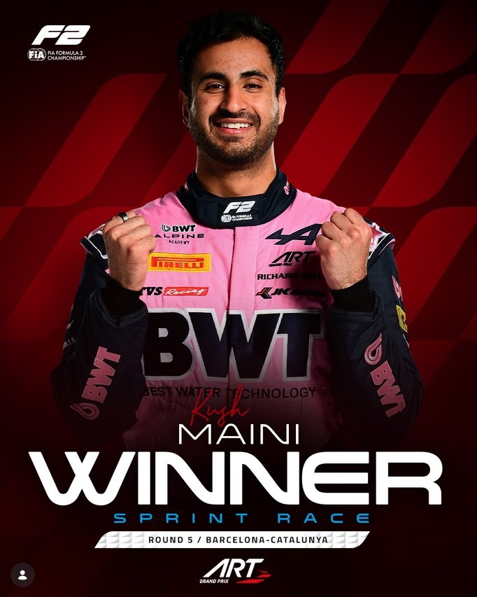 Kush Maini wins F2 Sprint Race in Barcelona